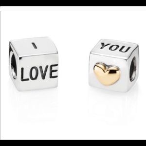 Pandora “I Love You” charm with gold heart